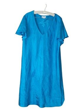 Vintage Barbizon Satin Floral Aqua Nighty Gown Nighgown XL
